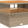 Adjustable Table Top, Coffee / Dining table  Coffee Table with Steel Frame, Dining Table Garden Furniture, Black Poly Rattan Acacia Wood Image 4