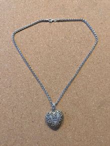 Silver necklace with locket pendant heart