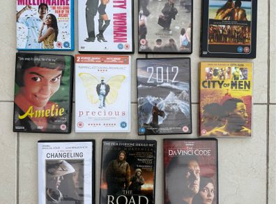 DVD bundle containing Precious, The Da Vinci code, Changeling, The road, City of God, City of Men, The terminal, Slumdog millionaire, Pretty Woman, 2012 and Amelie