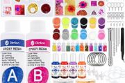 Epoxy Resin Kit for Beginners - Epoxy Resin Jewellery Making Starter Kit with Silicone Mold, Resin Pigment, Gold Flakes, Measuring Cup,Coating and Casting Art Resin