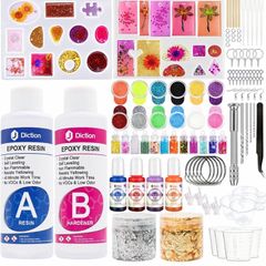 Epoxy Resin Kit for Beginners - Epoxy Resin Jewellery Making Starter Kit with Silicone Mold, Resin Pigment, Gold Flakes, Measuring Cup,Coating and Casting Art Resin