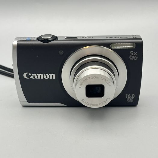 Canon PowerShot A2500 16MP Digital Camera Black and Silver Tested - Full Kit