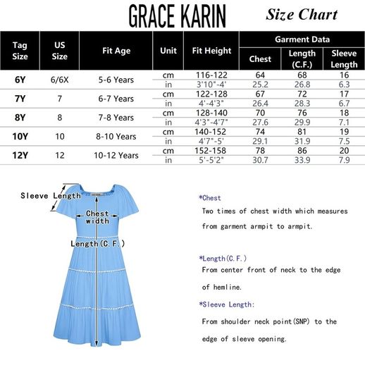 Brand New GRACE KARIN Girls Ruffle Sleeve A-Line Midi Dress Party