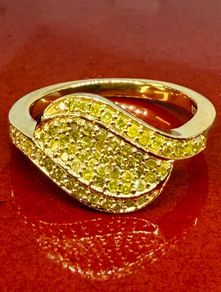 Diamond Yellow Diamond Ring in 18K Vermeil Yellow Gold Plated Sterling Silver.