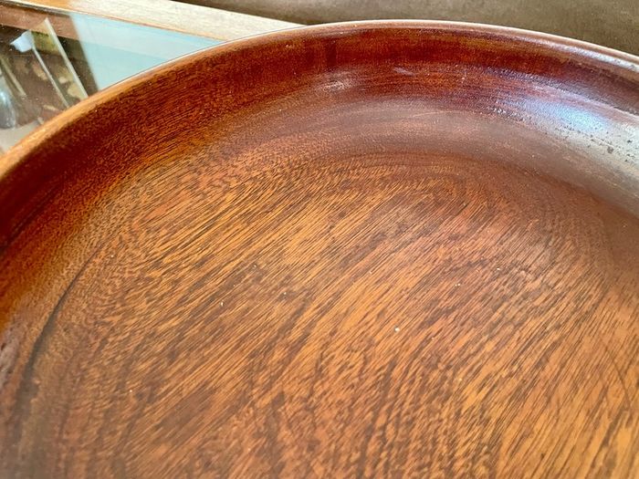 Magnificent Vintage Wide Wooden Turned Shallow Fruit Salad Bowl 1950s 1960s