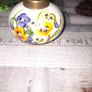 5 Beautiful Old Ceramic Oil Lamps, Painted with Orange, Yellow, and Blue Pansies Postage Available Image 9