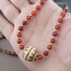 Vintage Carnelian Agate From Mali With PumtekPyu Pendant Necklace