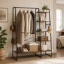 Clothes Rack with Shelves & Hooks Open Wardrobe Storage Organiser Image 8