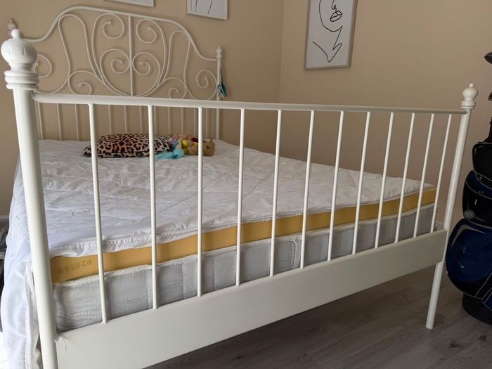 IKEA Leirvik iron double bed frame (white)