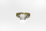 9ct Yellow Gold Emerald Cut CZ Solitaire Ring