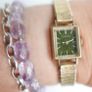 Vintage  Ladies  Gold Plated TISSOT Swiss Made Mechanical Square Tank Watch (works well) Image 3