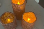 3 Rose Gold Battery Timer Candles