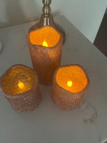 3 Rose Gold Battery Timer Candles