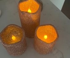 3 Rose Gold Battery Timer Candles