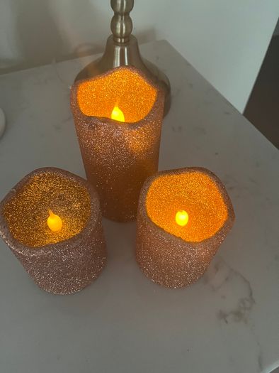 3 Rose Gold Battery Timer Candles