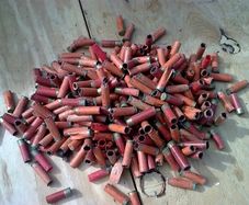 Large quantity of old cardboard cartridges