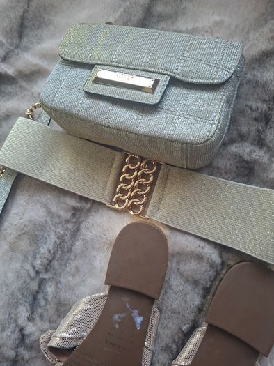 Gold Flats, Bag & Belt Bundle.