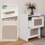 Bedside Table with Charging Station, Rattan Nightstand with 2 Storage Drawers, Side Table with Golden metal handle for Bedroom, Living Room Study,40x30x60cm(White) Image 3
