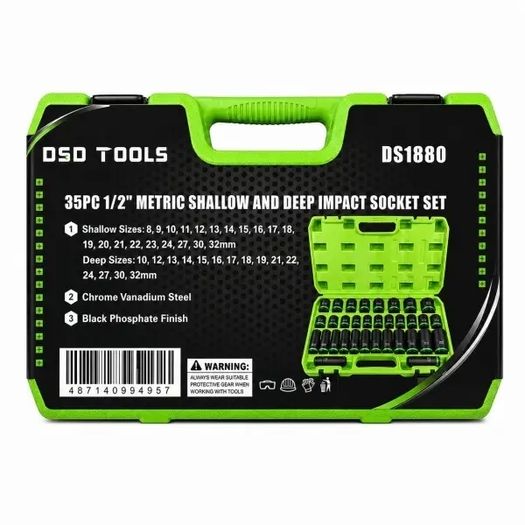 DSD Tools 35-Piece 1/2-Inch  Drive Deep & Shallow Impact Socket Set