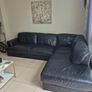 Black leather corner sofa and recliner chair Image 2