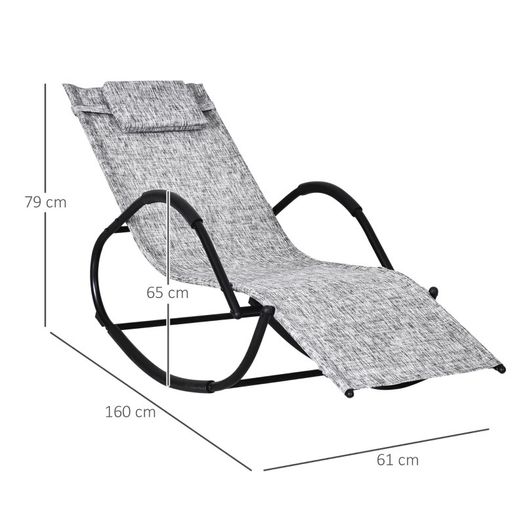 Steel Frame Zero Gravity Rocking Lounge Chair w/ Pillow Grey (FREE SHIPPING)