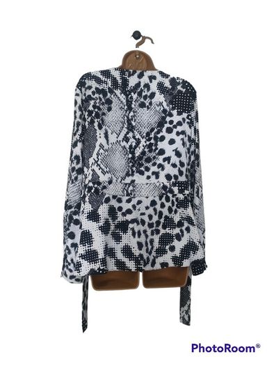 Next monochrome animal print Wrap Blouse Size 18 Postage included