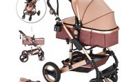 BRAND NEW Luxurious Baby Stroller 2 In 1 Portable Travel Baby Carriage Foldable Aluminum Frame High Landscape Car for Newborn Baby
