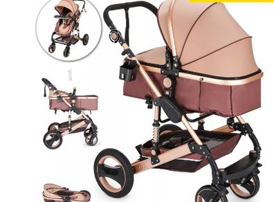 BRAND NEW Luxurious Baby Stroller 2 In 1 Portable Travel Baby Carriage Foldable Aluminum Frame High Landscape Car for Newborn Baby
