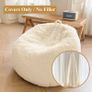 Fluffy Stuffed Animal Storage Bean Bag Chair Cover(No Filler), Faux Fur Washable Ultra Soft Bean Bag Cover for Plush Toys or Textile,Plush Shaggy Large Beanbag for Adults Kids Teens, Beige Image 2