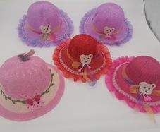 Girls Sun Hats With Animal Motif And Ribbon