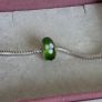 Pandora green glass charm with white flower design very good condition hallmarked Image 5