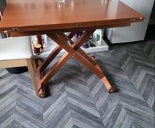 Solid Wood Convertible Coffee & Dining Table Height Adjustable
