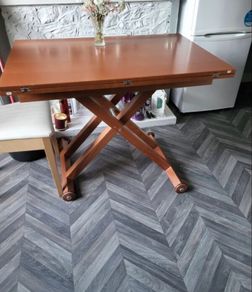 Solid Wood Convertible Coffee & Dining Table Height Adjustable
