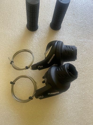 100% Brand-new Original Shimano RevoShift SL-RS36-7 3 x 7 Speed Bike Grip Shifter Set + Grips, brake lever and cable