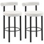 Set of 2 bar stools, boucle fabric bar chairs with curved backrest, footrest, 50x52.5x98cm, cream Image 5