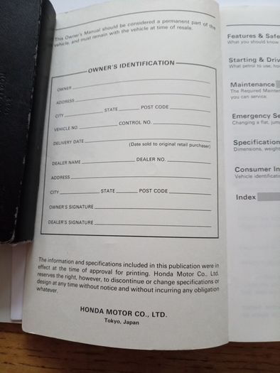 1989/90 Honda Civic Handbook
