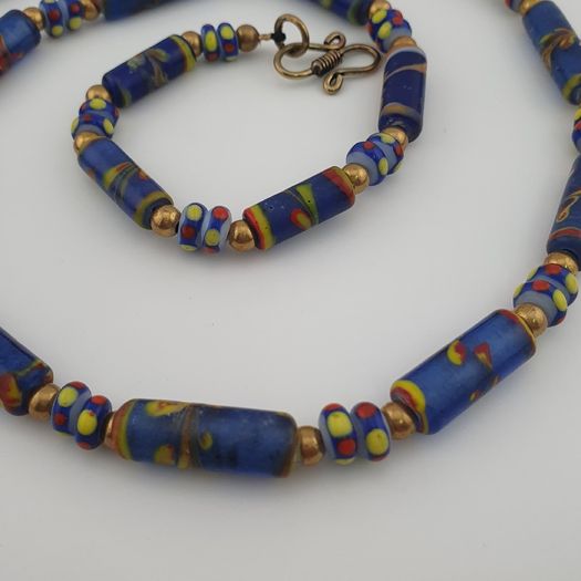 Vintage Venetian Style Floral Glass Beads Necklace