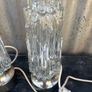 Retro Vintage mid-century 1960s Set of 2 Rocky Ice Glass Dome Table Lamps, Chrome Base, German Mid-Century Image 9