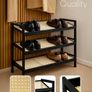 3 Tier Bamboo and Rattan Shoe Organiser Rack  Eco Friendly, Durable, Easy Assembly Compact Design for Entryway, Closet, or Hallway  Stylish and Functional Storage Black and Natural Image 6