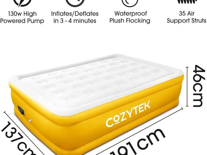 NEW SALE | Premium Blow up Inflatable Double Air Bed Mattress with Built in Pump 191 x 137 x 46cm and Storage Bag Included