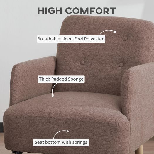 Upholstered Armchair, Living Room Chairs with Birch Wood Legs