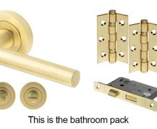 5x satin brass door handles and latch kits