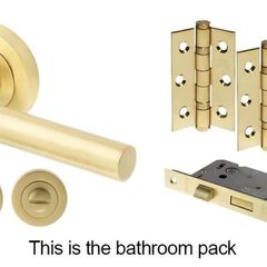 5x satin brass door handles and latch kits