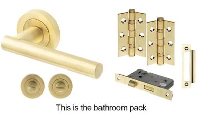 5x satin brass door handles and latch kits