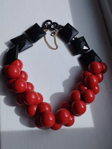 Vintage red and black necklace.
