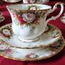 Rare And Hard To Find 23 Piece Royal Albert Celebration Bone China Gold Gilt Tea Set With Pedestal Cake Stand and Tea / Coffee Pot For 6 Person Setting Made In England Image 2