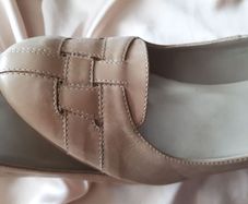 Beige genuine leather High heels shoes