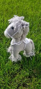 Handmade Crochet Horse Plushie - Grey, 37cm