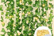 12 Pack 120 LEDs Artificial Ivy Garland,Fake Ivy Garland Vines Green Leaves Hanging Vine Fake Plants with String Lights for Wedding Party Garden Wall Decoration