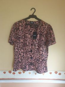 Womens DIESEL shirt blouse Sierra top blush leopard Size L large Brand new BNWT